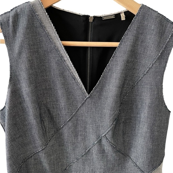 Elie Tahari Indigo 'Judith' Sleeveless Patch Sheath Raw Edge Dress Size 6 - Picture 7 of 13